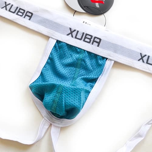 شورت مردانه فانتزی پشت باز 2 بند جاک استرپ XUBA آبی فیروزه ای — تصویر ۲