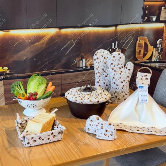 سبد نان کتان طرح زنبور رزین تاژ — تصویر ۲