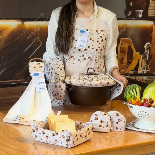 سبد نان کتان طرح زنبور رزین تاژ — تصویر ۴