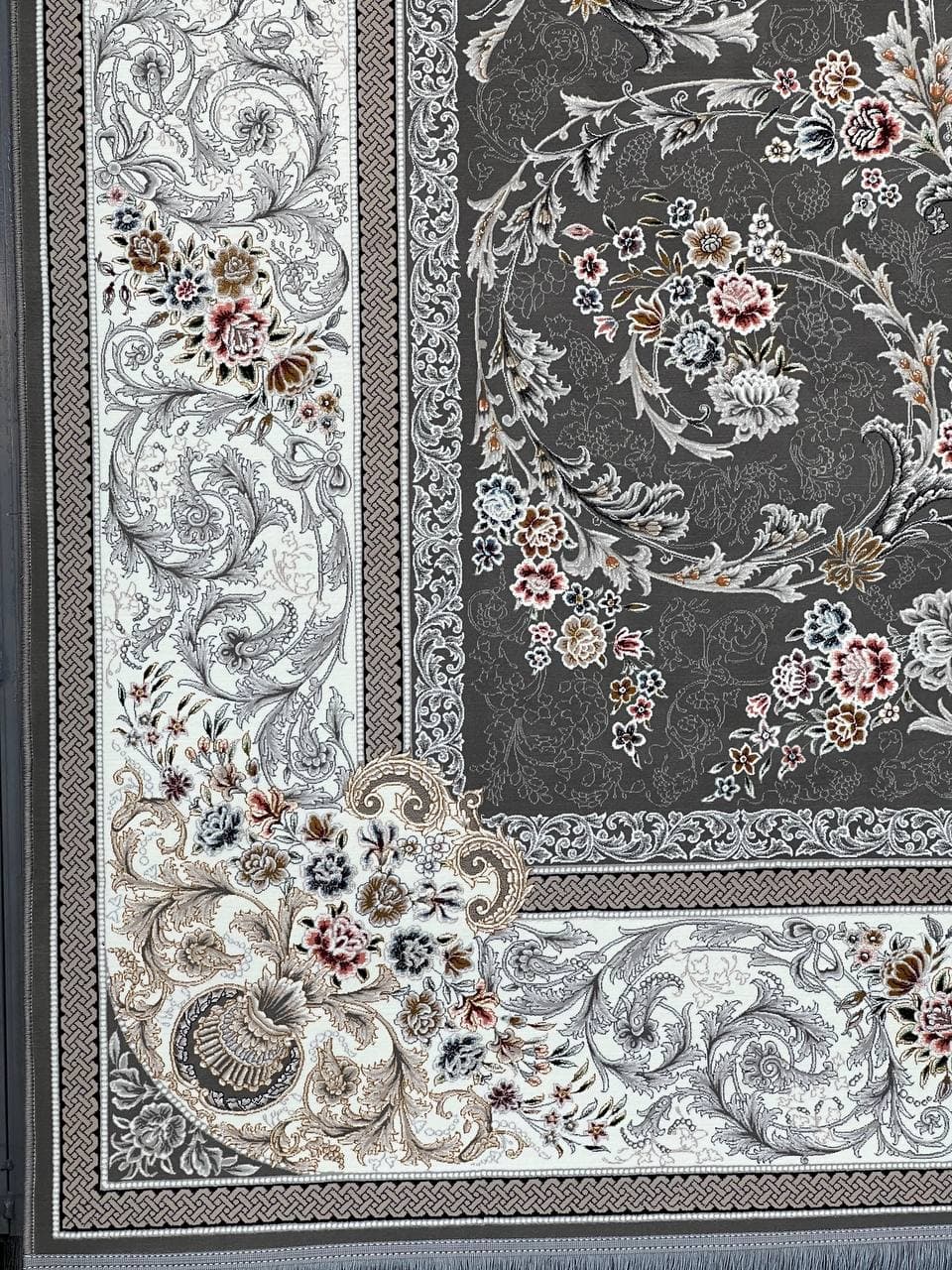 فرش ۱۲۰۰ شانه نقشه افشان ژینا زمینه دودی — تصویر ۲