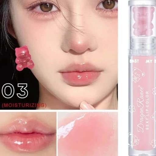 آبرسان لب پاستیل خرس تدی کیوت فانتزی شیشه ای رژ خیس رایحه نعنایی خنک کننده لب تابستانه فانتزی کیوت دخترانه برق لب بالم — تصویر ۳