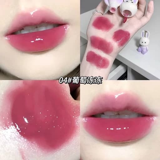 رژ خیس کره ای خرگوشی میفی مرطوب کننده و آبرسان بالم لب رنگی خرگوش کیوت فانتزی دست کلید آویز جاسویچی پینترستی گوگولی — تصویر ۳