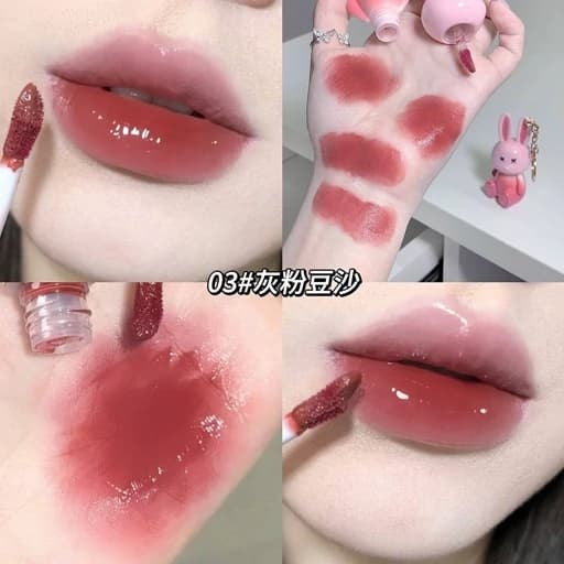 رژ خیس کره ای خرگوشی میفی مرطوب کننده و آبرسان بالم لب رنگی خرگوش کیوت فانتزی دست کلید آویز جاسویچی پینترستی گوگولی — تصویر ۷