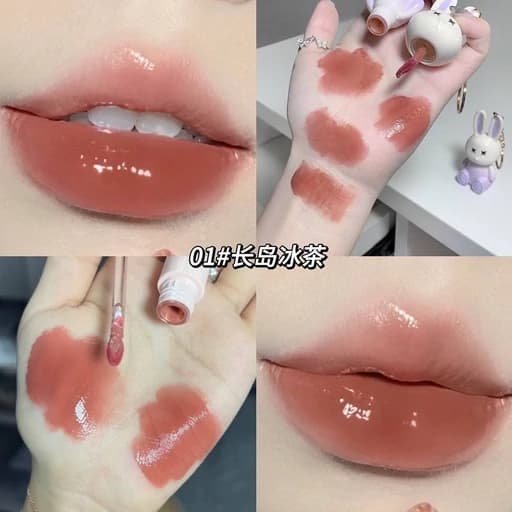 رژ خیس کره ای خرگوشی میفی مرطوب کننده و آبرسان بالم لب رنگی خرگوش کیوت فانتزی دست کلید آویز جاسویچی پینترستی گوگولی — تصویر ۲