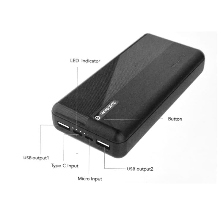 پاوربانک VERITY 20000mAh مدل PH130 مشکی — تصویر ۳