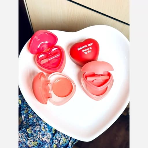 رژگونه کرمی پینترستی موس لب و گونه و سایه چشم قلبی همراه براش رنگبندی و پیگمنت بالا کیوت فانتزی دخترانه — تصویر ۶