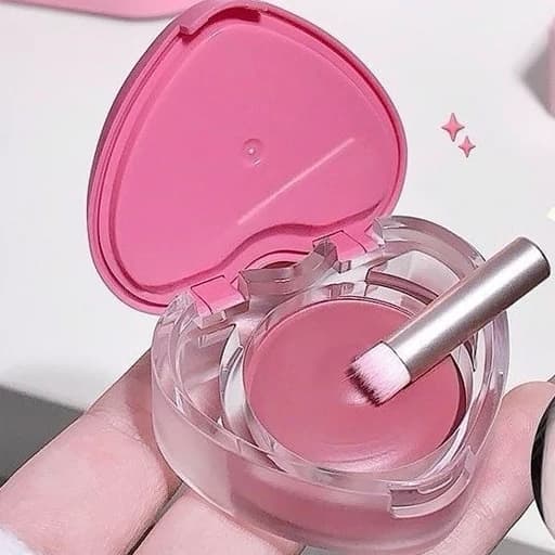 رژگونه کرمی پینترستی موس لب و گونه و سایه چشم قلبی همراه براش رنگبندی و پیگمنت بالا کیوت فانتزی دخترانه — تصویر ۲