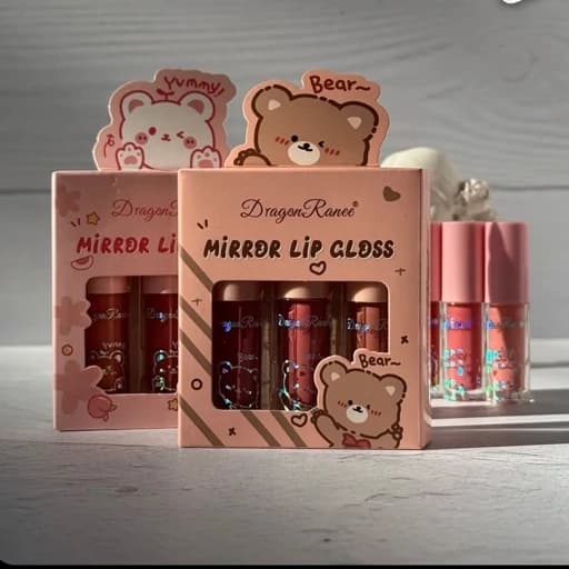 لیپ گلاس شاین خرسی سه عددی رژ خیس کره ای براق اکلیلی آبرسان مرطوب کننده لبها خوشبو و خوشمزه — تصویر ۳