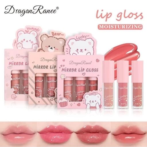 لیپ گلاس شاین خرسی سه عددی رژ خیس کره ای براق اکلیلی آبرسان مرطوب کننده لبها خوشبو و خوشمزه — تصویر ۸