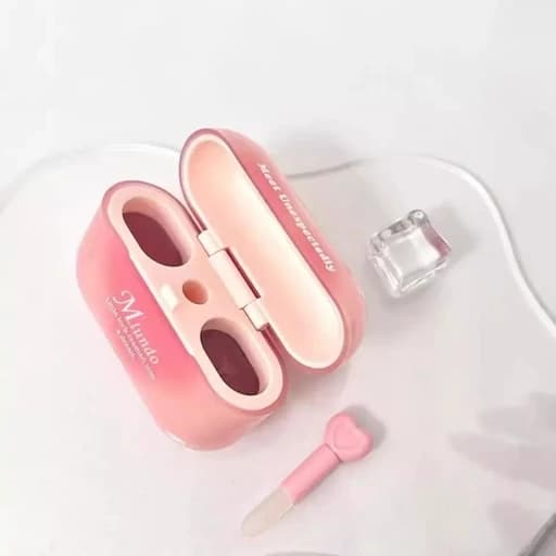 رژ لب ایرپادی فانتزی کیوت دخترانه همراه براش قلبی رژ خیس شیشه ای کره ای و رژ مات مخملی خمیری فانتزی کیوت پینترستی — تصویر ۳