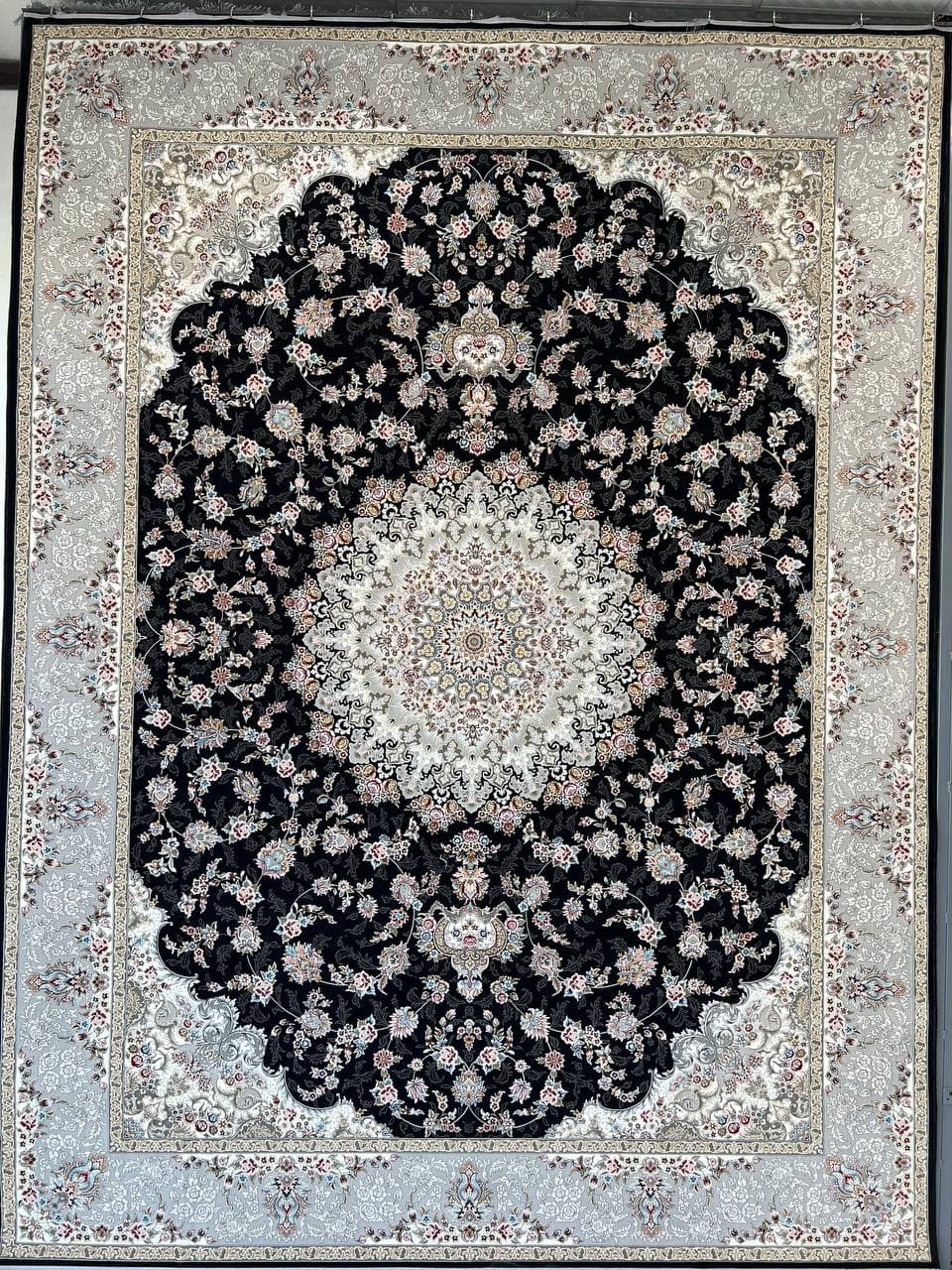 فرش ۱۲۰۰ شانه نقشه افسون زمینه سرمه ای