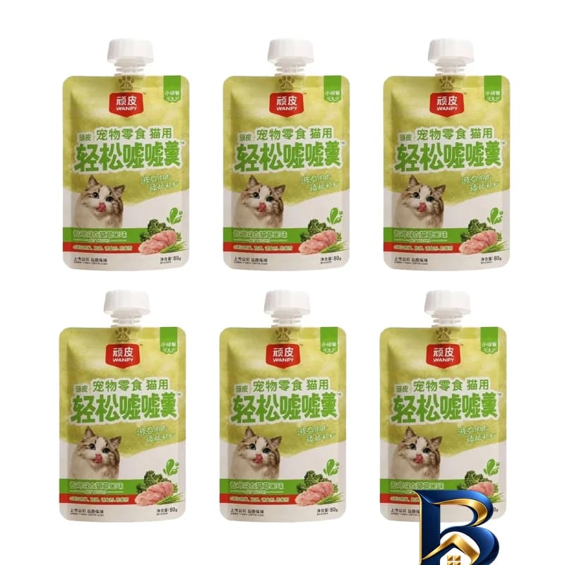 پودینگ گربه بالغ ونپی مدل Relax Pouch ضد گلوله مویی با طعم مرغ و کت نیپ وزن 80 گرم بسته 6 عددی