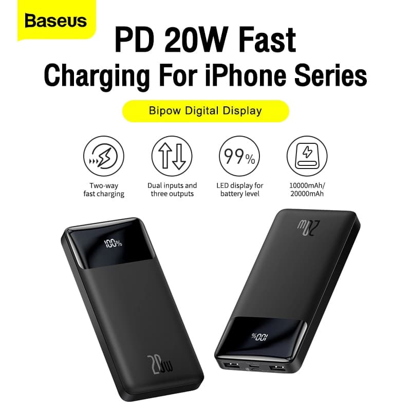 پاور بانک برند بیسوس 10000 20W bipow مدل ppdml-l01 — تصویر ۴