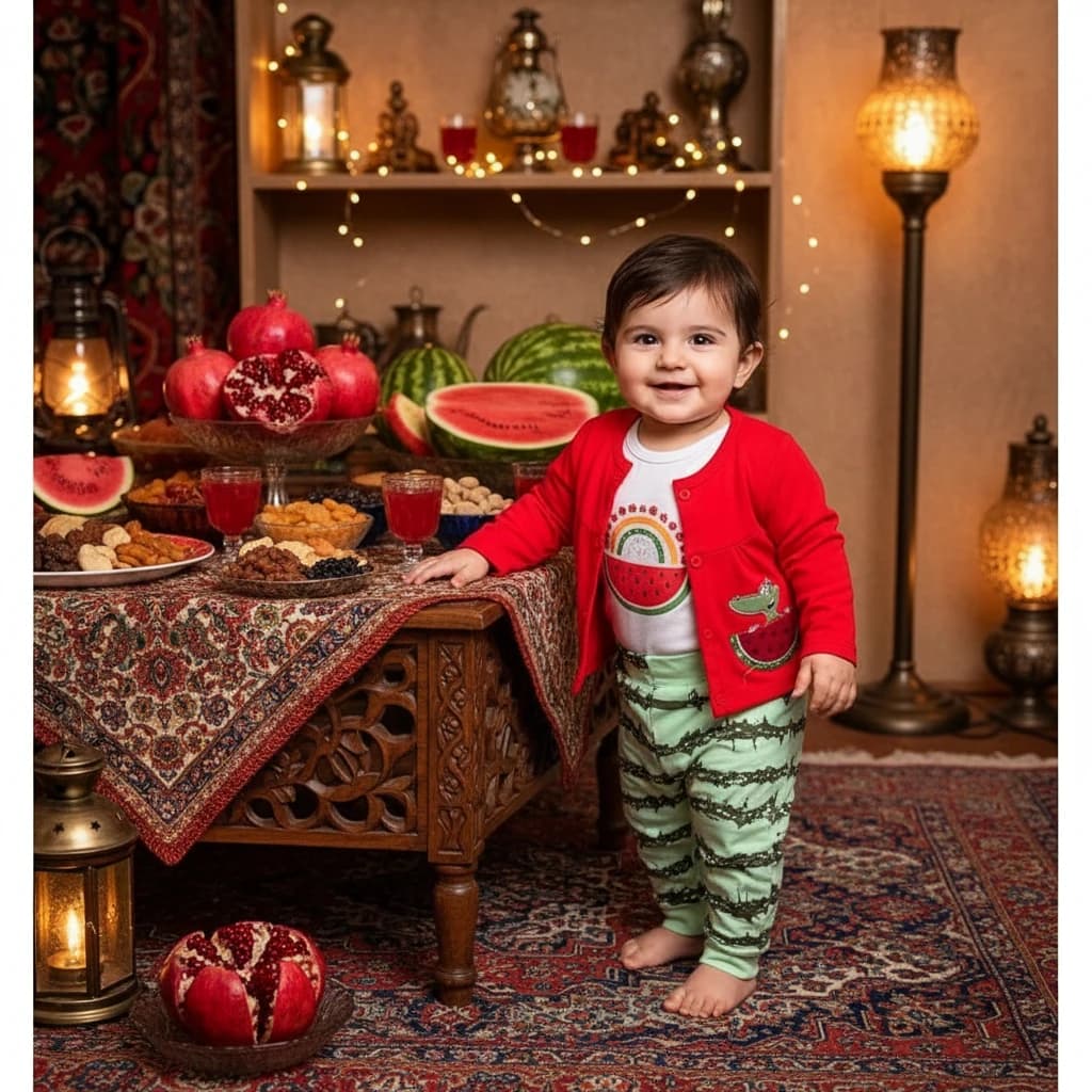 ست لباس یلدایی سه تیکه نوزاد