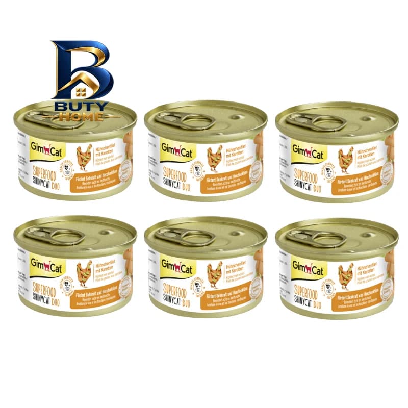کنسرو غذای گربه بالغ جیم کت مدل Superfood طعم فیله مرغ و هویج وزن 70 گرم بسته 6 عددی — تصویر ۵