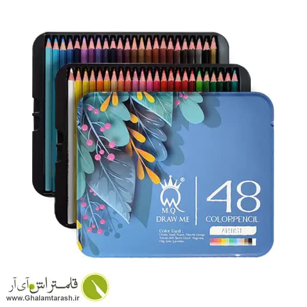 مداد رنگی 48 رنگ ام کیو جعبه فلزی