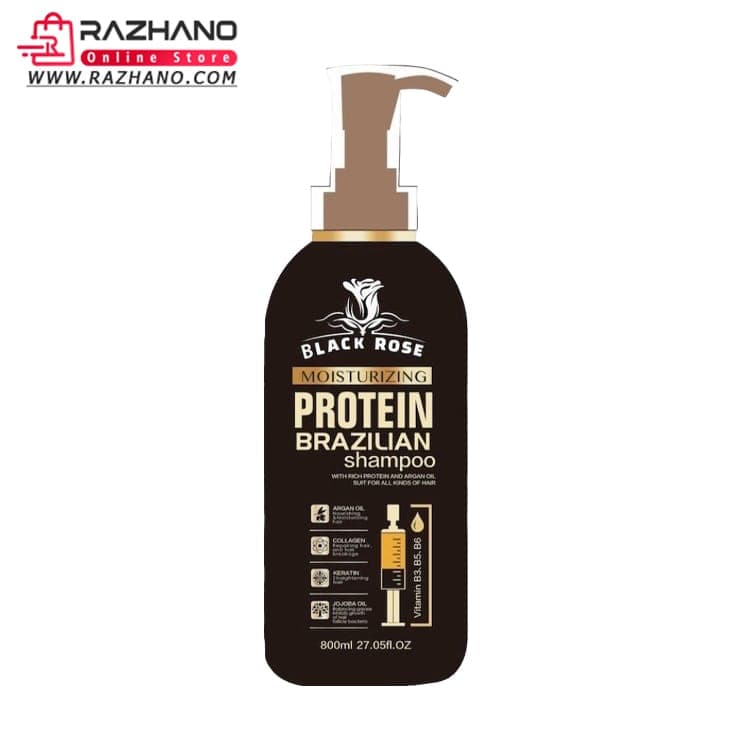 شامپو مو بلک رز مدل PROTEIN KERATIN حجم 800 میلی لیتر