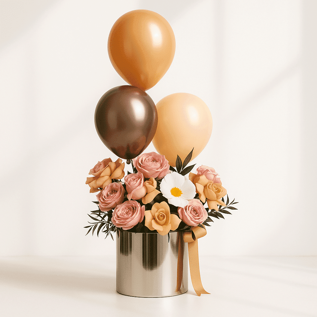 گل و بادکنک در جعبه نقره‌ای کد69 (امارات)
