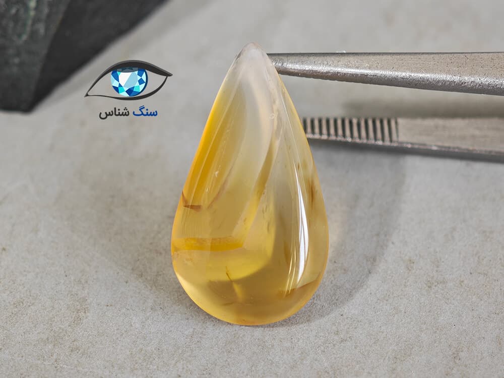 عقیق عسلی اشکی طبیعی 2 گرم