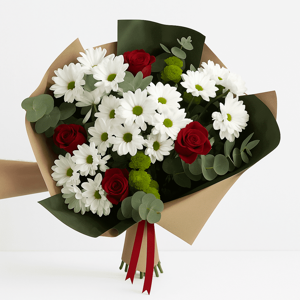 دسته گل رز و مینا در بسته بندی کد42 (ترکیه)