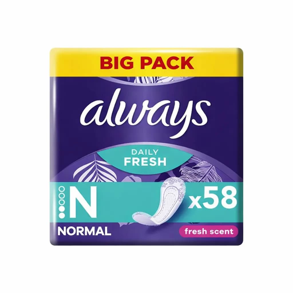 پد روزانه آلویز Always مدل Daily Fresh سایز Normal بسته 58 تایی