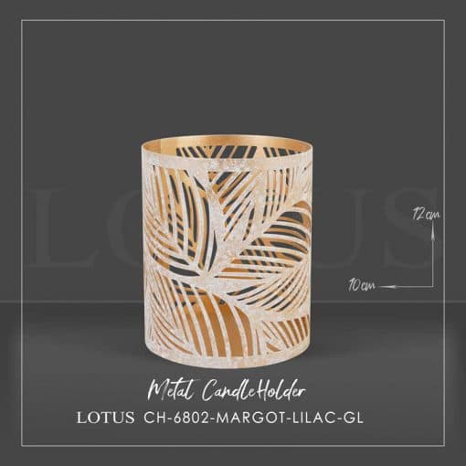 جا شمعی مدل MARGOT طرح LILAC کد CH-6802 رنگ GOLD — تصویر ۲