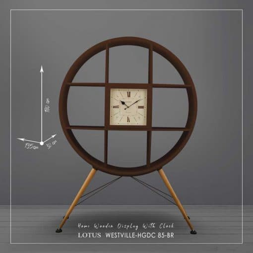 ویترین و کتابخانه چوبی ساعتدار WESTVILLE کد HGDC-85 رنگ BROWN و WHITE — تصویر ۵