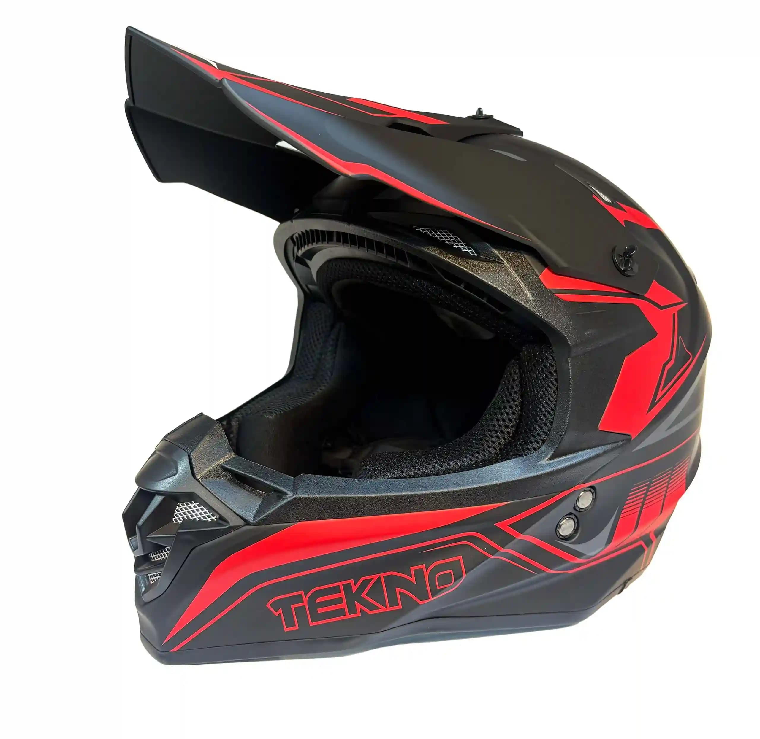 کلاه کراسی Tekno | ایمن، سبک و مناسب آفرود Black Red Line