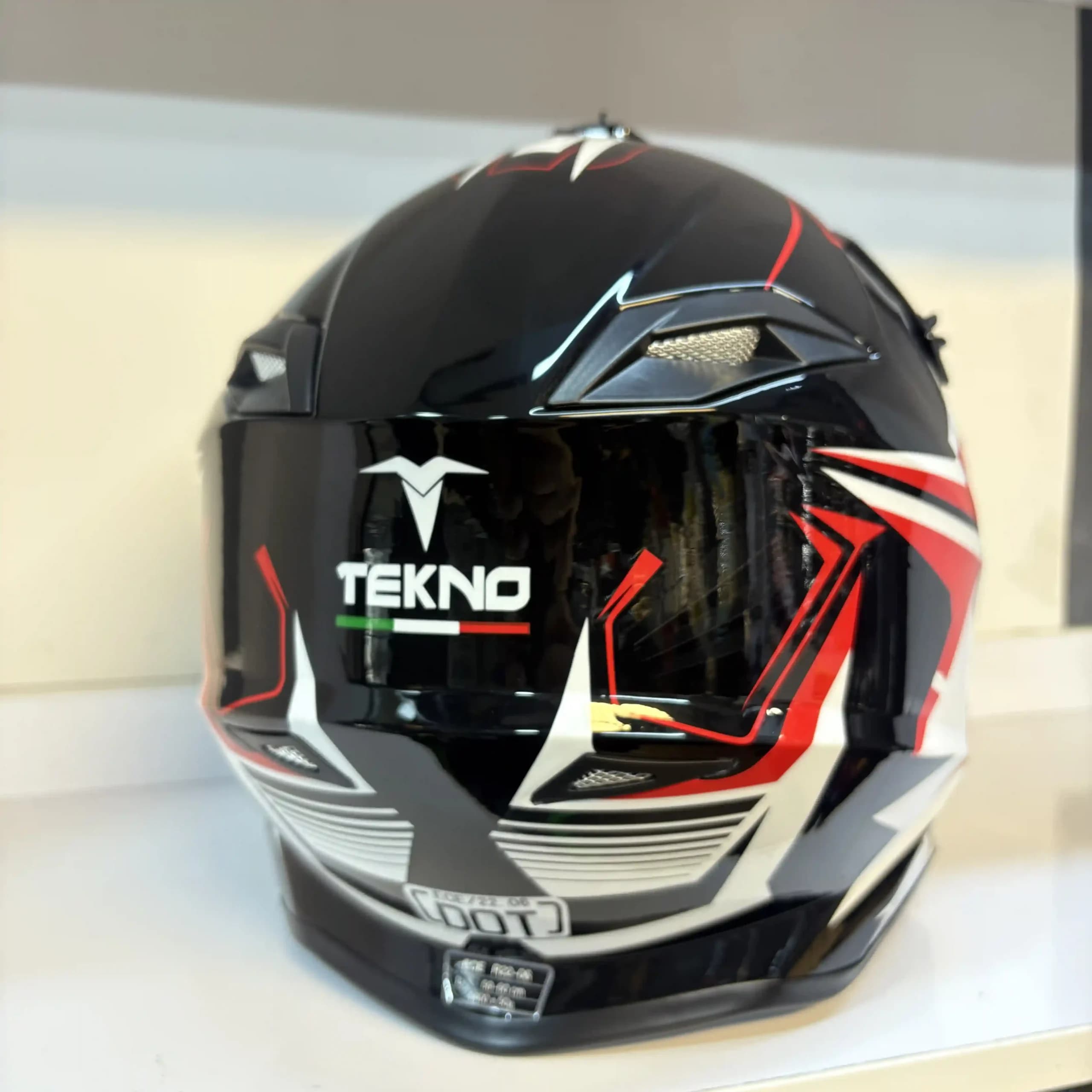 کلاه کراسی Tekno | ایمن، سبک و مناسب آفرود Red White — تصویر ۳