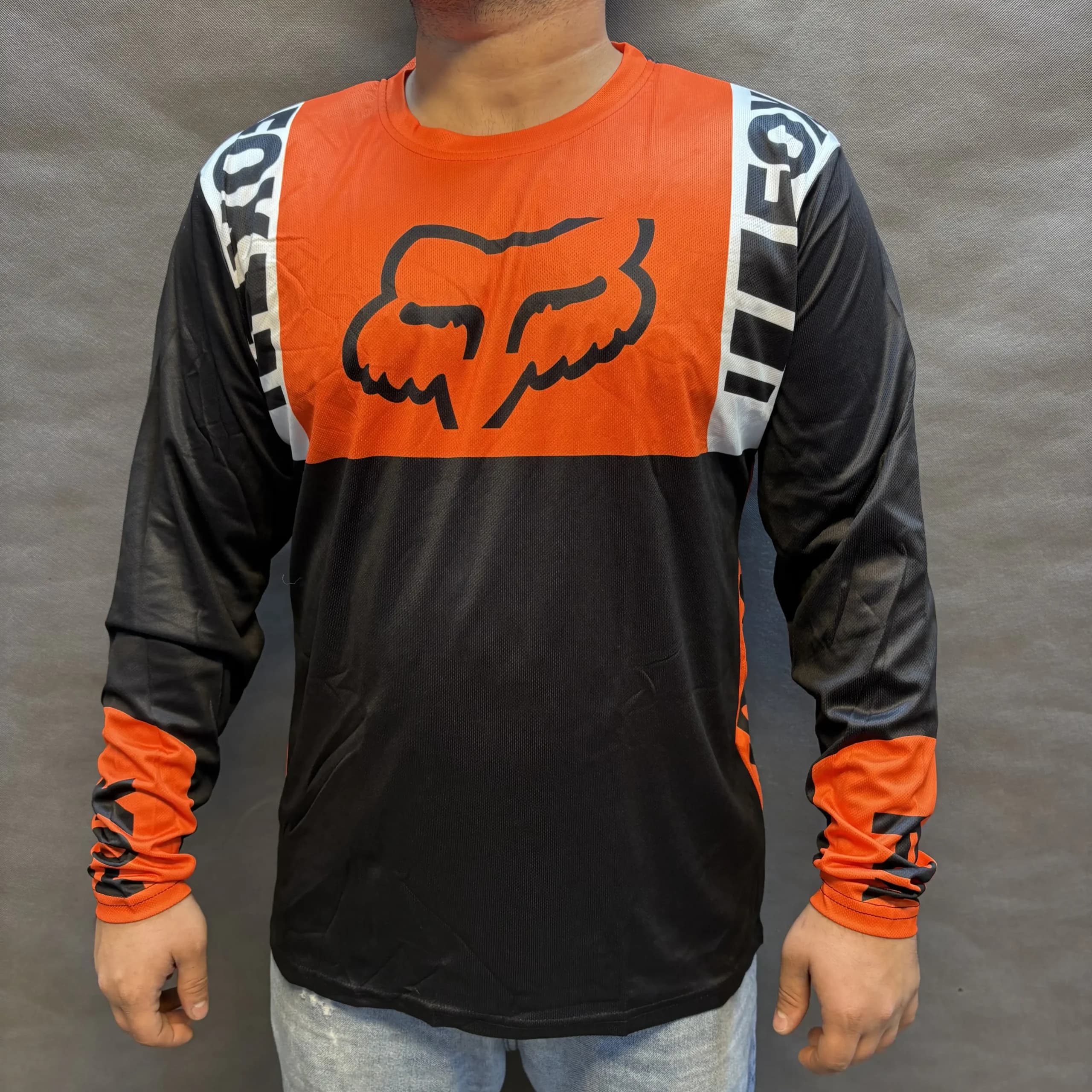 آستین‌بلند تک کراسی – مدل Fox Black Orange — تصویر ۲