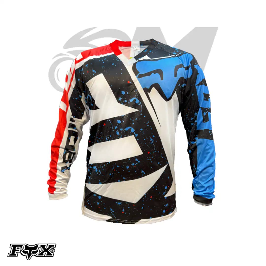آستین‌بلند تک کراسی – مدل Fox Wthite Blue Red
