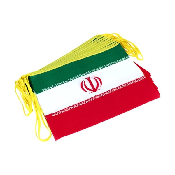 پرچم ايران مثلثی کوچک پارچه ای 14 عددی ریسه ای متفرقه (بسته 10 ریسه ای)