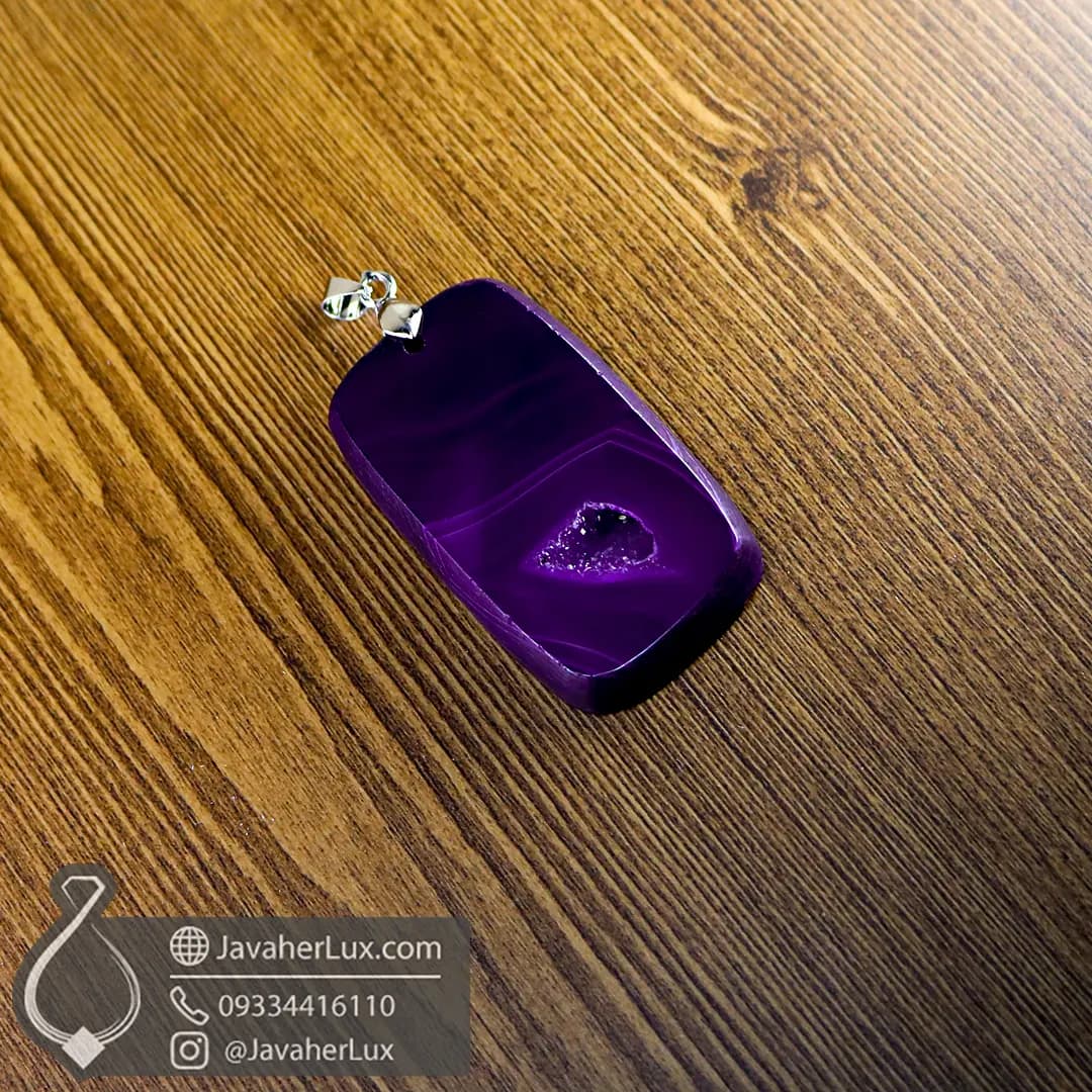گردنبند ژئود عقیق مدل ژرانی _ کد : 400614 — تصویر ۴