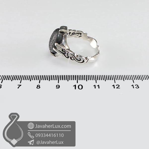 انگشتر نقره مردانه حدید صینی حکاکی هفت جلاله _ کد : 100683 — تصویر ۴