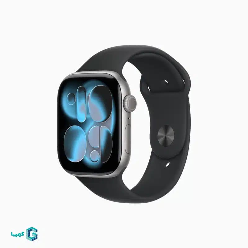 ساعت هوشمند اپل واچ مدل Series 11 Aluminum Case خاکستری با بند اسپرت سیلیکون مشکی SpaceGray