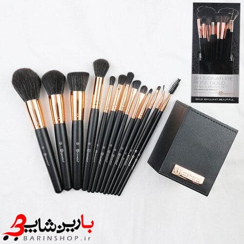 ست براش ۱۳ تایی بی اچ کازمتیکس استند دار مدل رز گلد مشکی (BH Cosmetics Signature Rose Gold 13 Piece Brush Set) — تصویر ۲