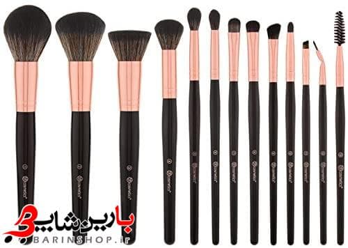 ست براش ۱۳ تایی بی اچ کازمتیکس استند دار مدل رز گلد مشکی (BH Cosmetics Signature Rose Gold 13 Piece Brush Set) — تصویر ۳