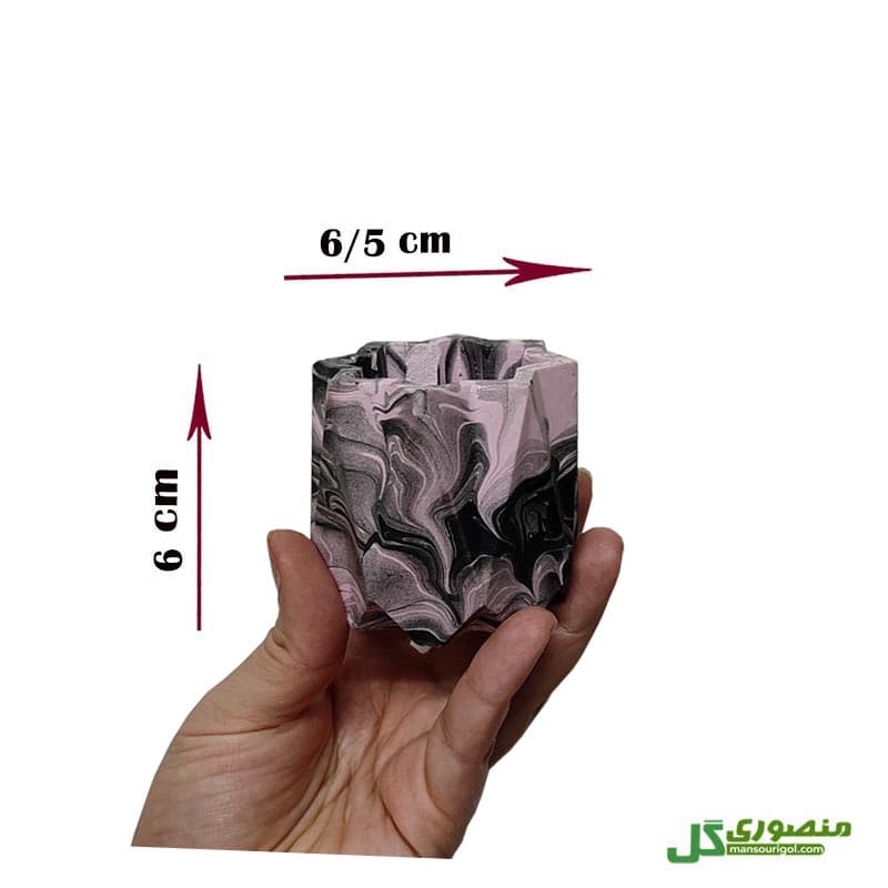 گلدان سیمانی مدل ستاره رانا طرح ابر و باد صورتی و مشکی کد 66