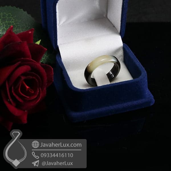 حلقه سنگ عقیق سلیمانی _ کد : 400599 — تصویر ۲