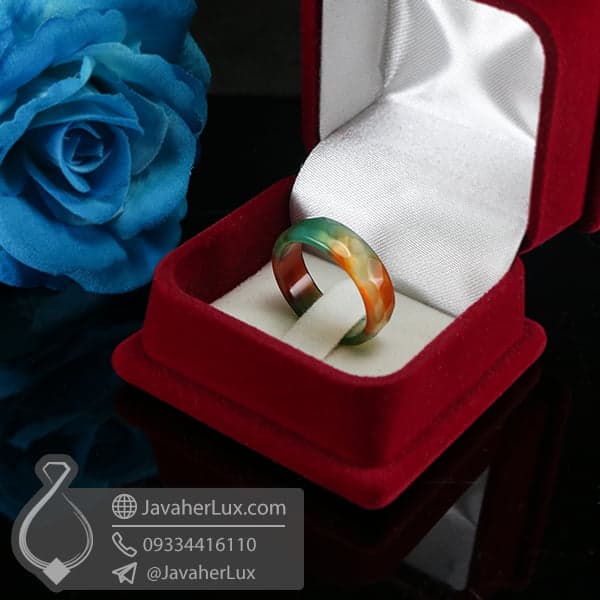 حلقه سنگ عقیق سلیمانی _ کد : 400589 — تصویر ۲