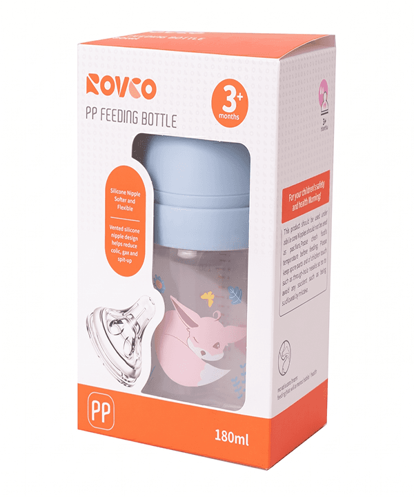 شیشه شیر 180 میل دسته دار طرح روباه رنگ آبی رووکو Rovco — تصویر ۲