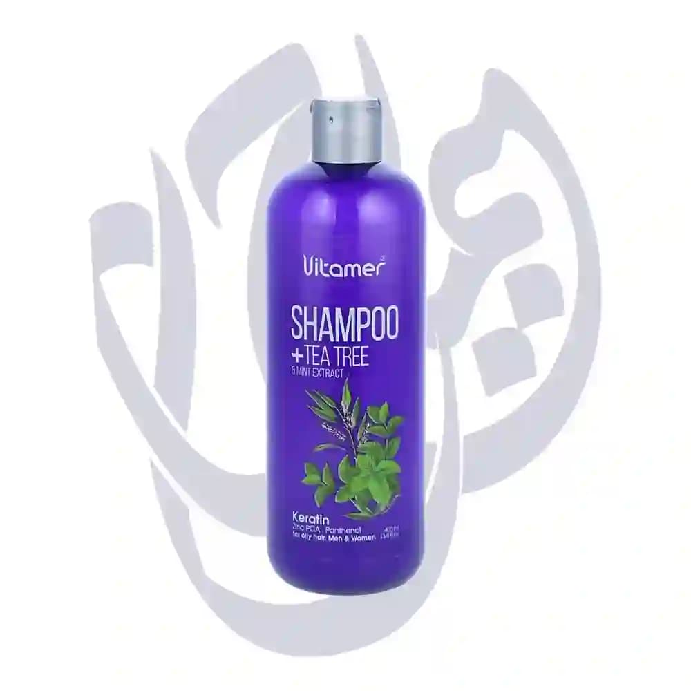 شامپو ویتامر حاوی عصاره نعنا و درخت چای مخصوص موهای چرب Vitamer-400ml