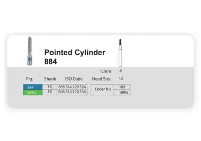 فرز الماسی دندانپزشکی سانی SANI Pointed Cylinder 884 — تصویر ۲
