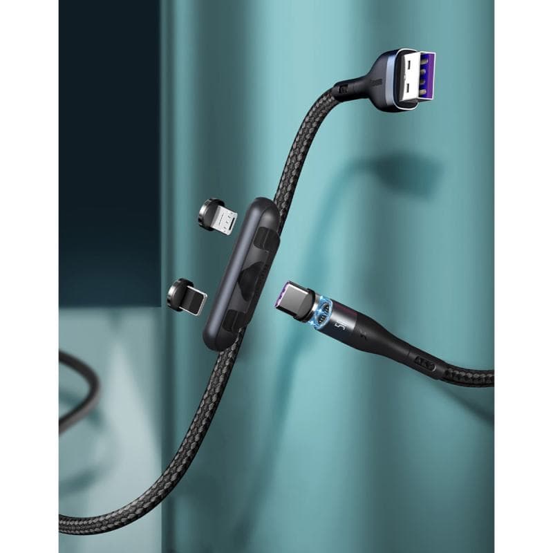 کابل شارژ مگنتی سه سر باسئوس (Baseus) مدل CA1T3-BG1 طول 1 متر — تصویر ۳