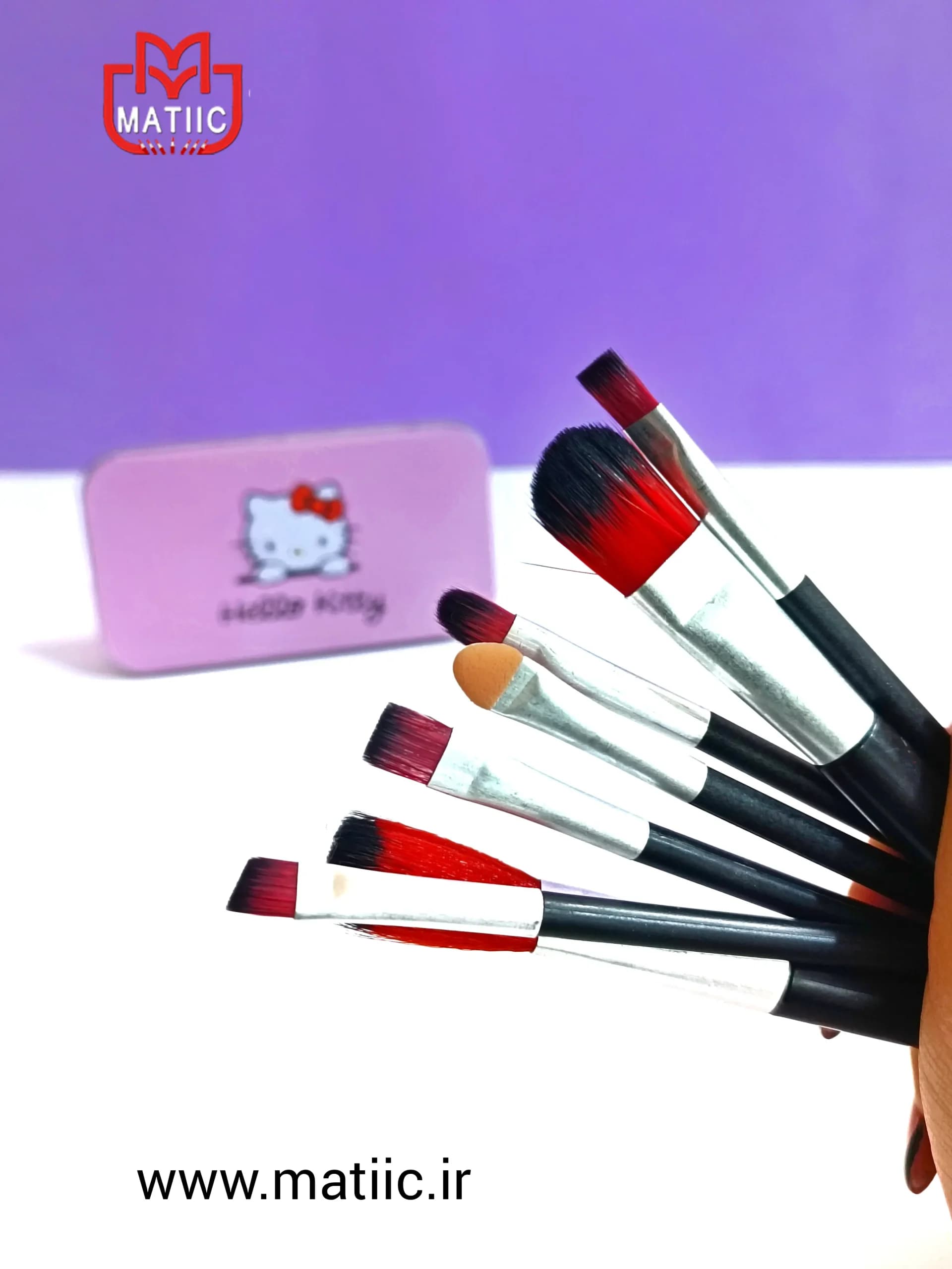 ست براش 7 تکه جعبه فلزی hello kitty — تصویر ۲