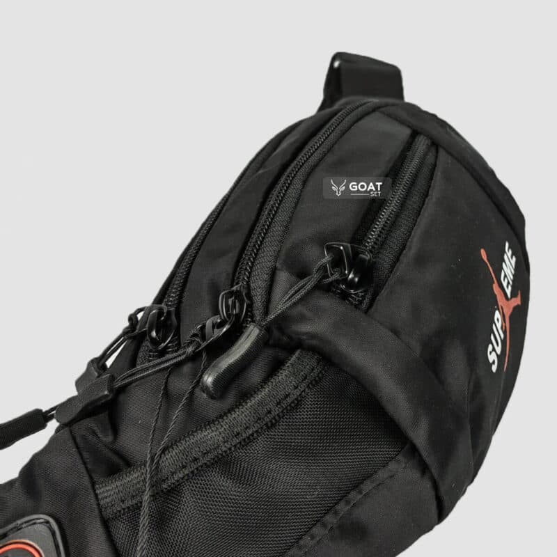کیف کمری اسپرت پسرانه مشکی supreme | کراس بادی — تصویر ۲