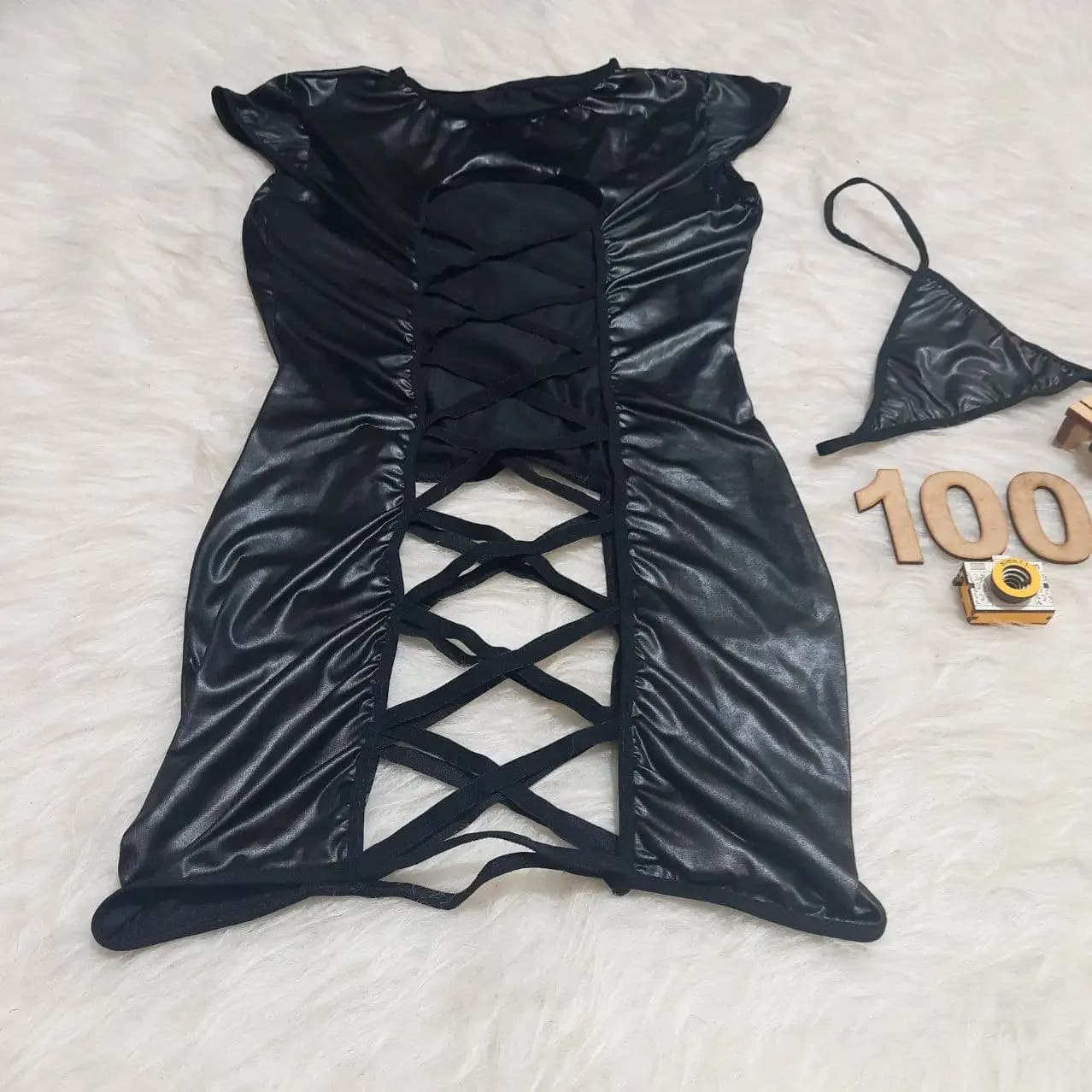 لباس خواب یا کاستوم طرح چرم جلو ضربدری Elize کد 100 — تصویر ۲