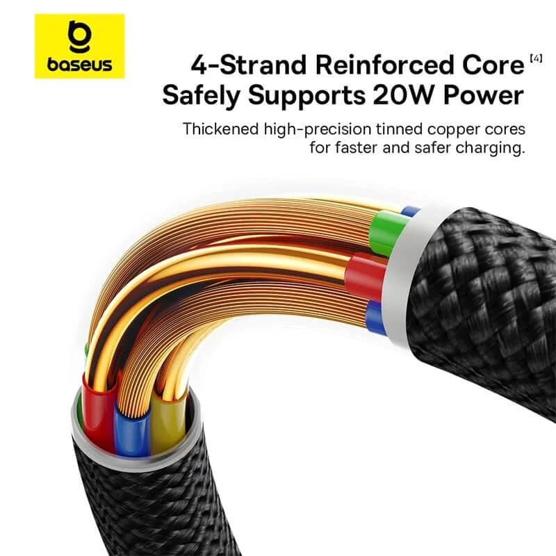 کابل لایتنینگ باسئوس مدل USB-C Dura 20W 1m Gold — تصویر ۶