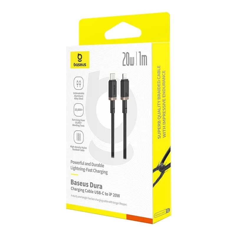 کابل لایتنینگ باسئوس مدل USB-C Dura 20W 1m Gold — تصویر ۸