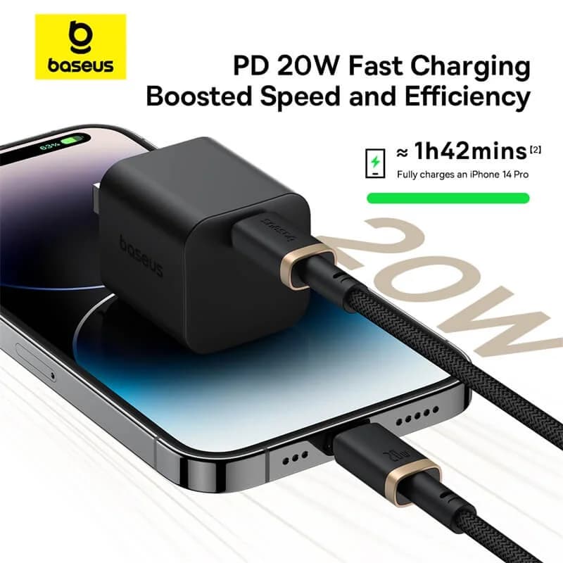 کابل لایتنینگ باسئوس مدل USB-C Dura 20W 1m Gold — تصویر ۴